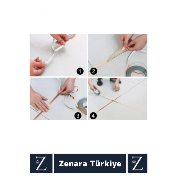 Premium Kendinden Yapışkanlı Su Geçirmez Fayans Arası GOLD Şerit Derz Bant 1 Cm X 50 Metre 10 Adet