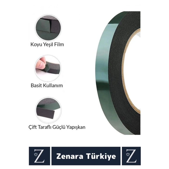 Ultra Güçlü İz Bırakmaz Elastik Kolay Şekil Alan Çift Taraflı Akrilik Köpük Bant 10Mm-10Metre 3 Adet