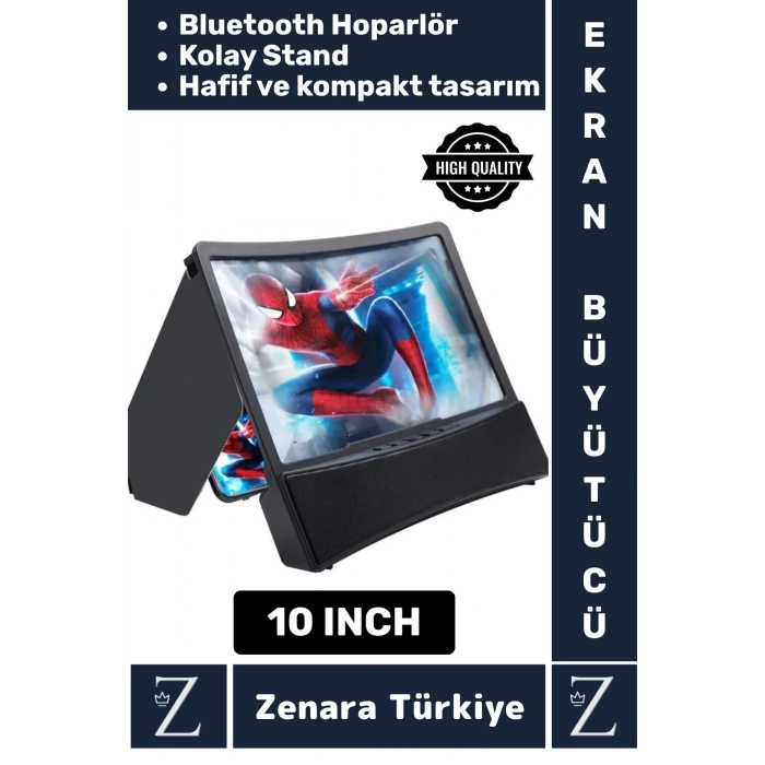 Premium Bluetoothlu Hoparlörlü Telefon Tablet Ekran Büyütücü Cep Telefonu Sabitleme Standı 10 Inch