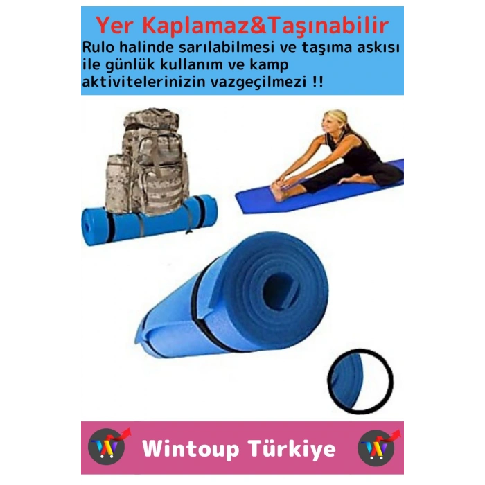Özel Çift Taraflı Kaymaz Silinebilir Yoga Meditasyon Fitness Kamp Minderi 16 Mm Askılı Mat 2li Set