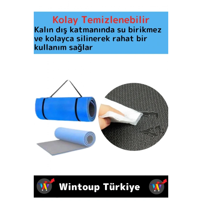 Özel Çift Taraflı Kaymaz Silinebilir Yoga Meditasyon Fitness Kamp Minderi 16 Mm Askılı Mat 2li Set