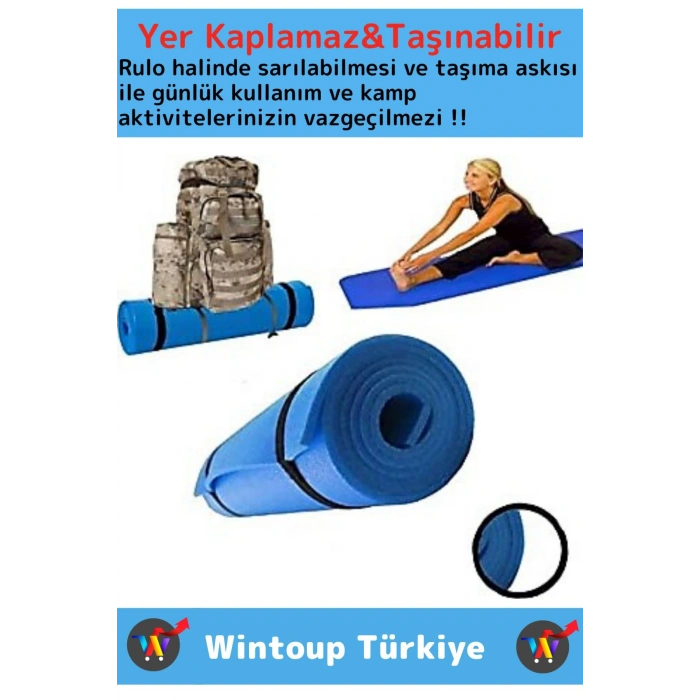 Özel Çift Taraflı Kaymaz Silinebilir Yoga Meditasyon Fitness Kamp Minderi 16 Mm Askılı Mat 2li Set
