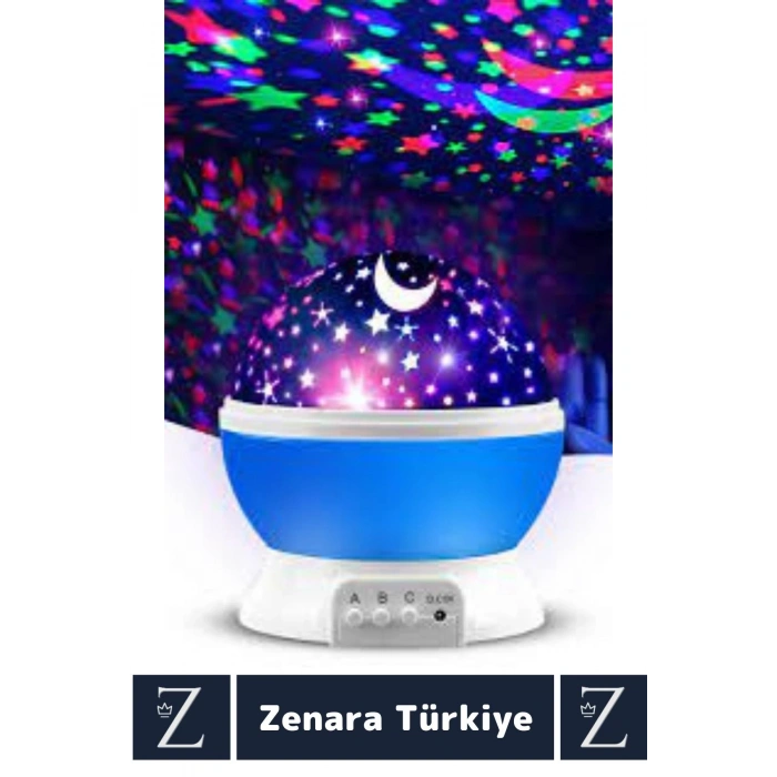Premium Gece Lambası Tavana Işık Yansıtan Dönen Yıldız Ay Çocuk Genç Odası Lamba Işık Küresi