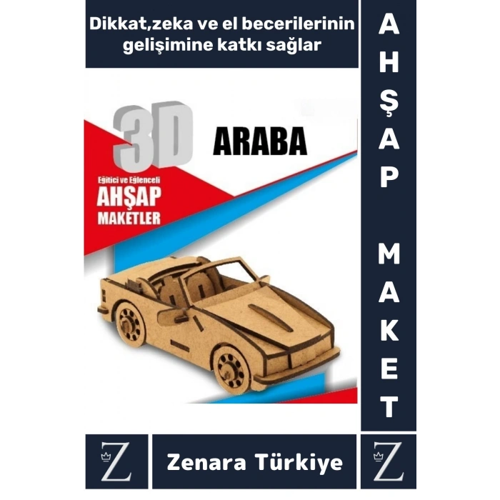 Premium Görsel Zeka El Becerisi Geliştirici Boyanabilir Puzzle Oyun Dekoratif Demonte Ahşap 3D Maket
