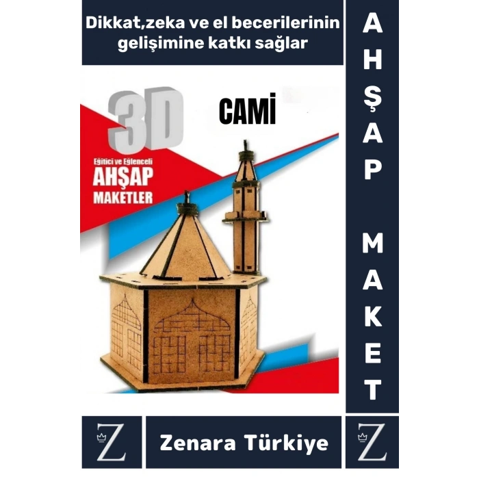 Premium Görsel Zeka El Becerisi Geliştirici Boyanabilir Puzzle Oyun Dekoratif Demonte Ahşap 3D Maket