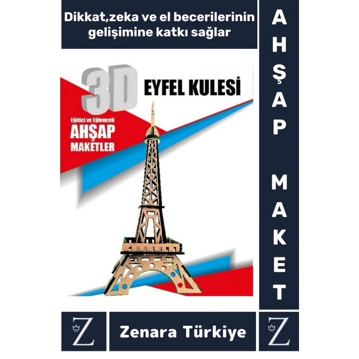 Premium Görsel Zeka El Becerisi Geliştirici Boyanabilir Puzzle Oyun Dekoratif Demonte Ahşap 3D Maket