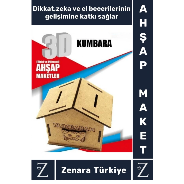Premium Görsel Zeka El Becerisi Geliştirici Boyanabilir Puzzle Oyun Dekoratif Demonte Ahşap 3D Maket
