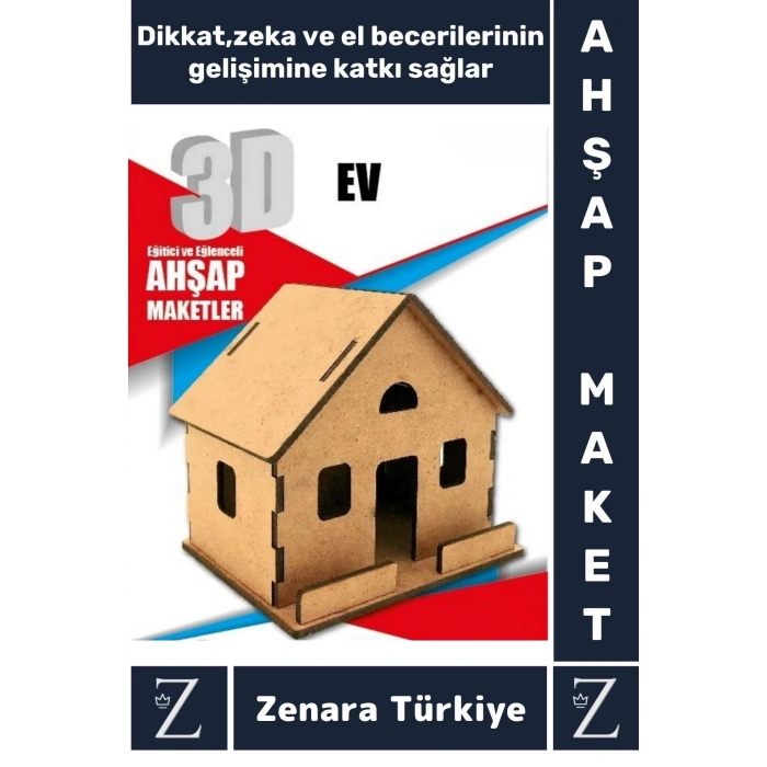 Premium Görsel Zeka El Becerisi Geliştirici Boyanabilir Puzzle Oyun Dekoratif Demonte Ahşap 3D Maket