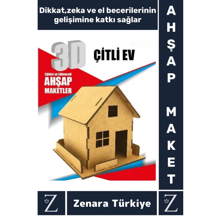 Premium Görsel Zeka El Becerisi Geliştirici Boyanabilir Puzzle Oyun Dekoratif Demonte Ahşap 3D Maket