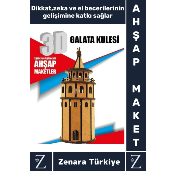 Premium Görsel Zeka El Becerisi Geliştirici Boyanabilir Puzzle Oyun Dekoratif Demonte Ahşap 3D Maket