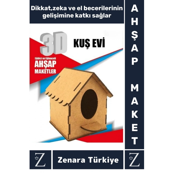 Premium Görsel Zeka El Becerisi Geliştirici Boyanabilir Puzzle Oyun Dekoratif Demonte Ahşap 3D Maket