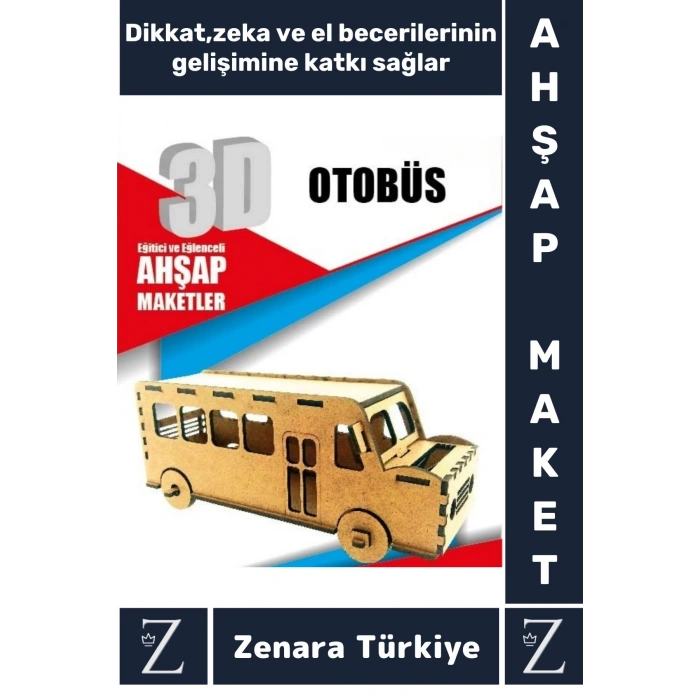 Premium Görsel Zeka El Becerisi Geliştirici Boyanabilir Puzzle Oyun Dekoratif Demonte Ahşap 3D Maket