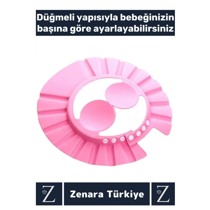 Premium Sağlıklı Su Köpük Kaçma Önleyen Ayarlanabilir Düğme Kulaklıklı Eğlenceli Bebek Banyo Şapkası