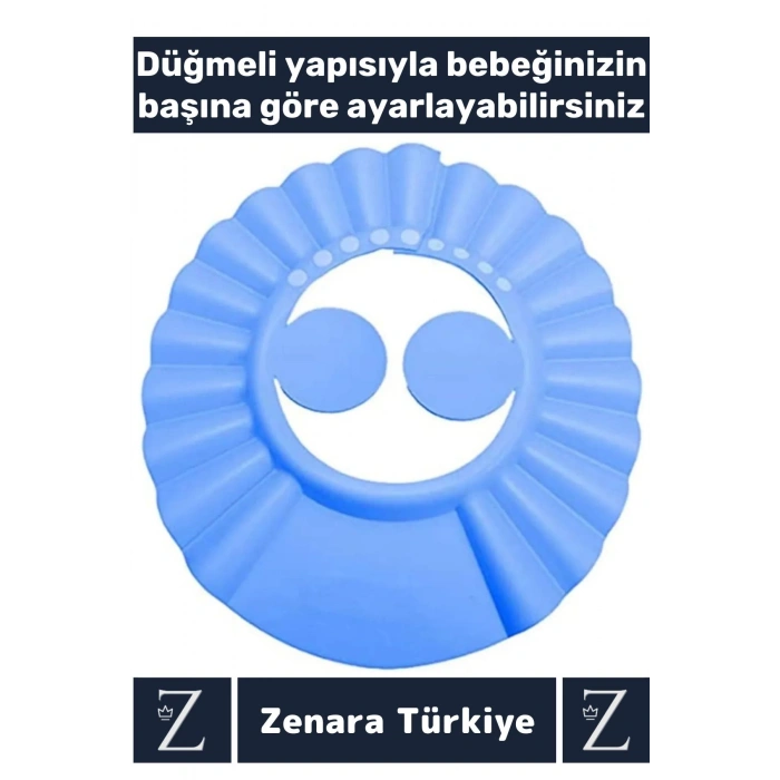 Premium Sağlıklı Su Köpük Kaçma Önleyen Ayarlanabilir Düğme Kulaklıklı Eğlenceli Bebek Banyo Şapkası