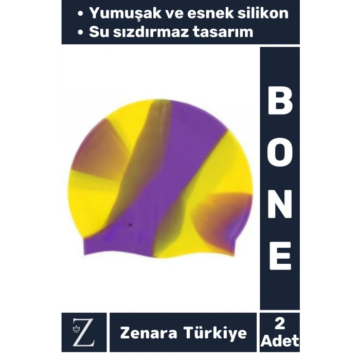 Premium Su Geçirmez Elastik Yumuşak Yüzücü Havuz Deniz Yüzme Şapkası Esnek Silikon Bone 2Li SET
