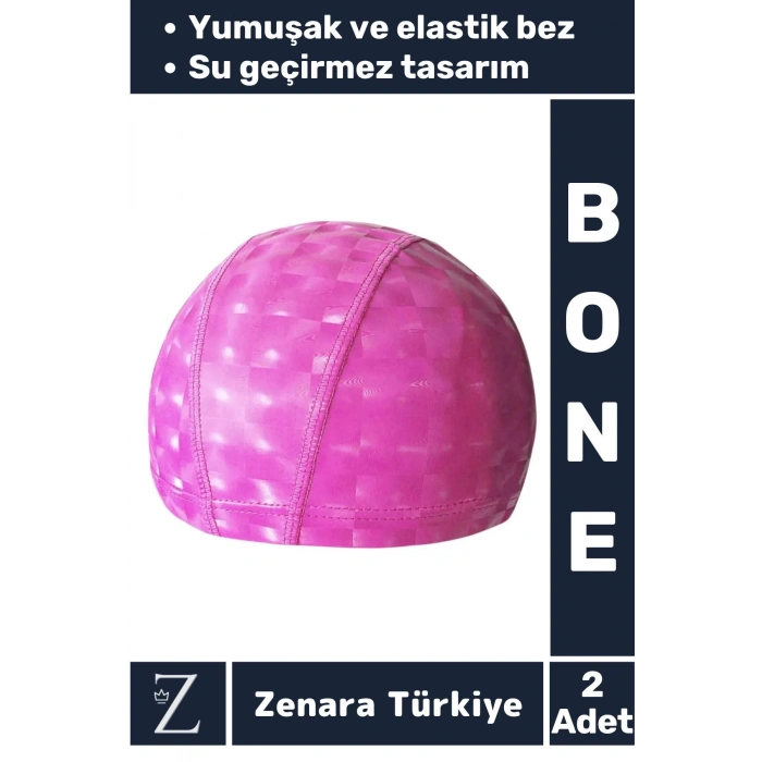 Premium Su Geçirmez Yüzücü Havuz Deniz Bonesi Elastik Bez Kumaş Yüzme Şapkası BONE 2 Adet