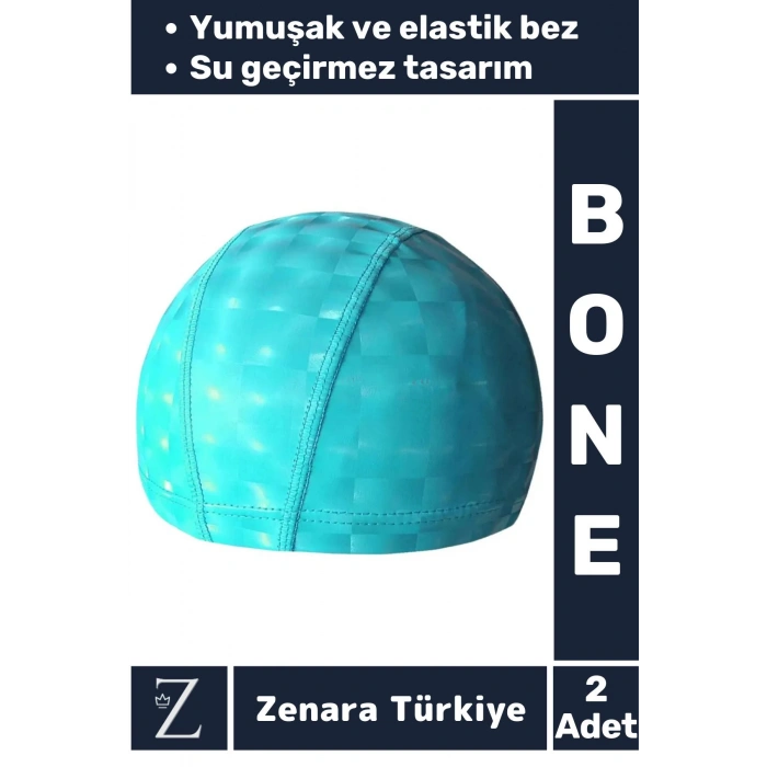 Premium Su Geçirmez Yüzücü Havuz Deniz Bonesi Elastik Bez Kumaş Yüzme Şapkası BONE 2 Adet