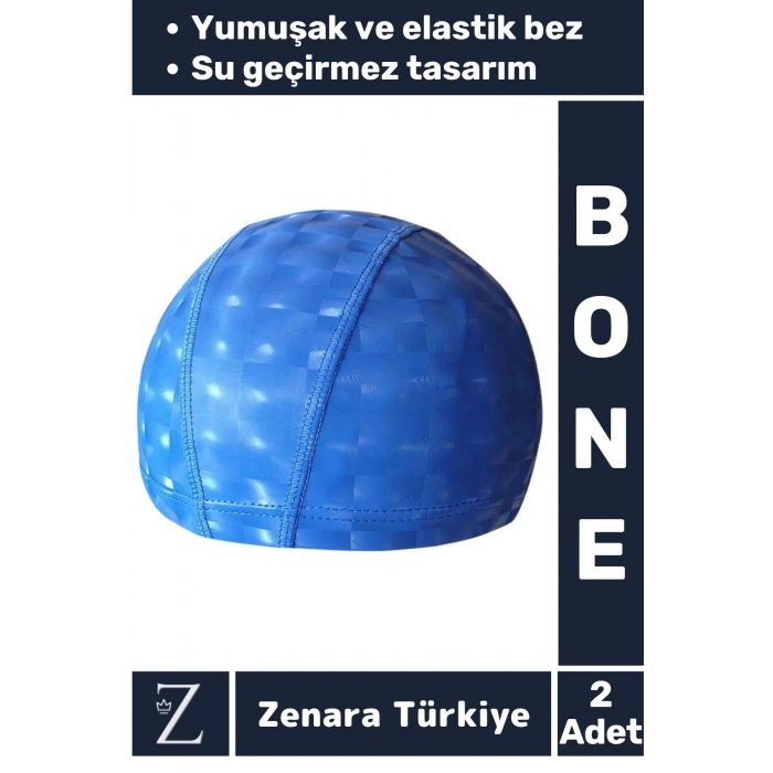 Premium Su Geçirmez Yüzücü Havuz Deniz Bonesi Elastik Bez Kumaş Yüzme Şapkası BONE 2 Adet