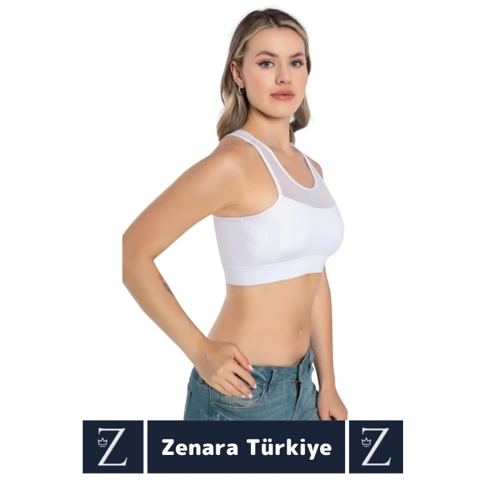 Yüksek Kalite Göğüs Toparlayıcı Sarkma Önleyen Spor Gündelik Kullanım Tül Detaylı Şık Crop Büstiyer