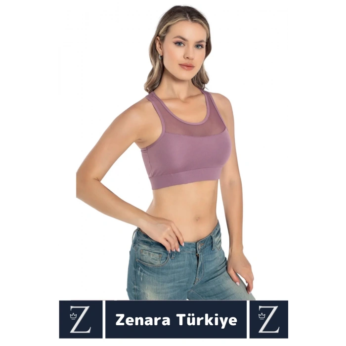 Yüksek Kalite Göğüs Toparlayıcı Sarkma Önleyen Spor Gündelik Kullanım Tül Detaylı Şık Crop Büstiyer