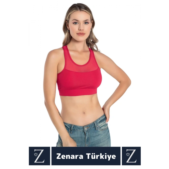 Yüksek Kalite Göğüs Toparlayıcı Sarkma Önleyen Spor Gündelik Kullanım Tül Detaylı Şık Crop Büstiyer