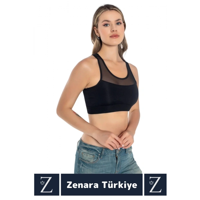 Yüksek Kalite Göğüs Toparlayıcı Sarkma Önleyen Spor Gündelik Kullanım Tül Detaylı Şık Crop Büstiyer