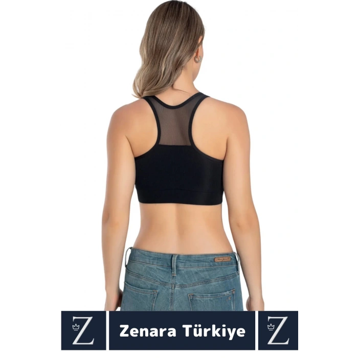Yüksek Kalite Göğüs Toparlayıcı Sarkma Önleyen Spor Gündelik Kullanım Tül Detaylı Şık Crop Büstiyer