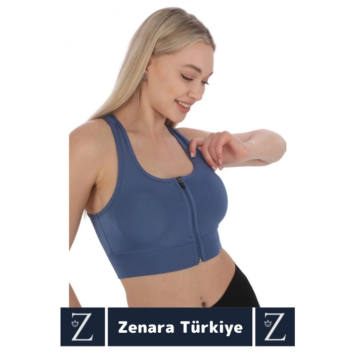 Yüksek Kaliteli Sarkma Önleyen Göğüs Toparlayıcı Spor Gündelik Kullanım Fermuarlı Şık Crop Büstiyer