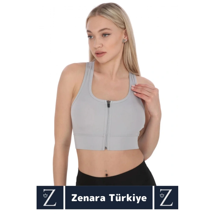 Yüksek Kaliteli Sarkma Önleyen Göğüs Toparlayıcı Spor Gündelik Kullanım Fermuarlı Şık Crop Büstiyer