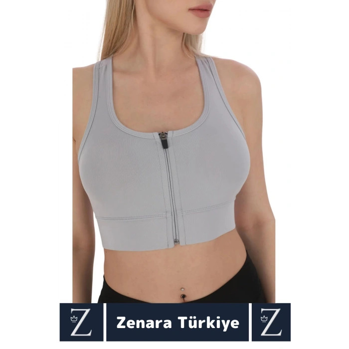 Yüksek Kaliteli Sarkma Önleyen Göğüs Toparlayıcı Spor Gündelik Kullanım Fermuarlı Şık Crop Büstiyer