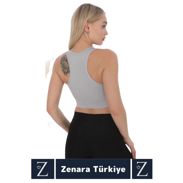 Yüksek Kaliteli Sarkma Önleyen Göğüs Toparlayıcı Spor Gündelik Kullanım Fermuarlı Şık Crop Büstiyer
