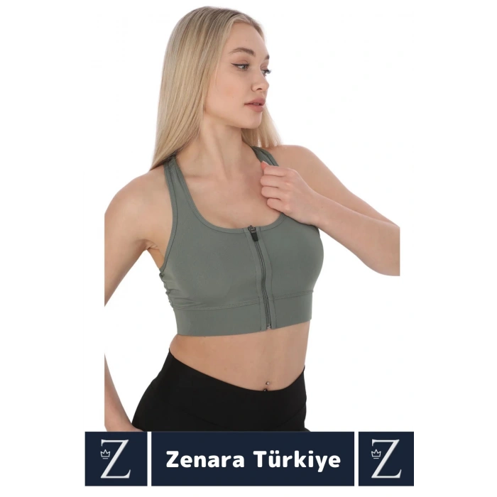 Yüksek Kaliteli Sarkma Önleyen Göğüs Toparlayıcı Spor Gündelik Kullanım Fermuarlı Şık Crop Büstiyer