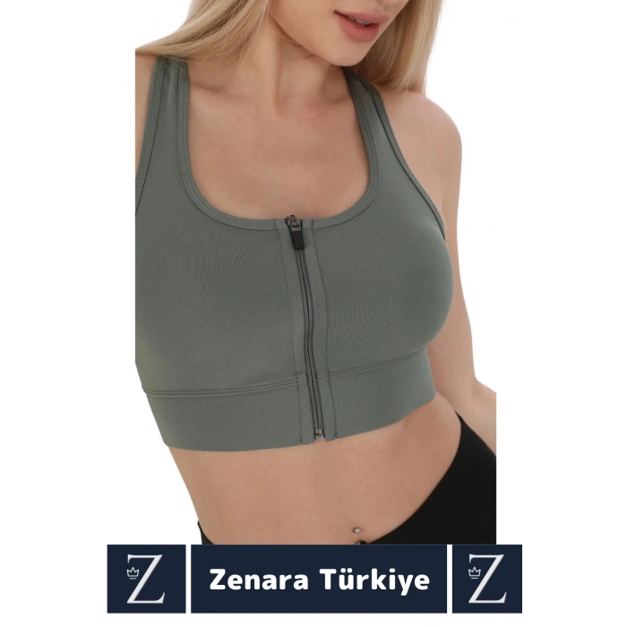 Yüksek Kaliteli Sarkma Önleyen Göğüs Toparlayıcı Spor Gündelik Kullanım Fermuarlı Şık Crop Büstiyer
