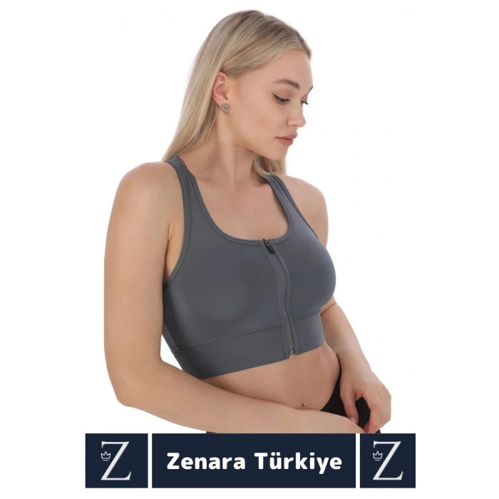 Yüksek Kaliteli Sarkma Önleyen Göğüs Toparlayıcı Spor Gündelik Kullanım Fermuarlı Şık Crop Büstiyer