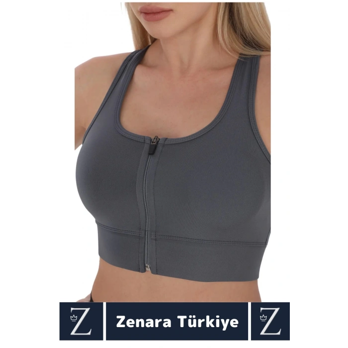 Yüksek Kaliteli Sarkma Önleyen Göğüs Toparlayıcı Spor Gündelik Kullanım Fermuarlı Şık Crop Büstiyer
