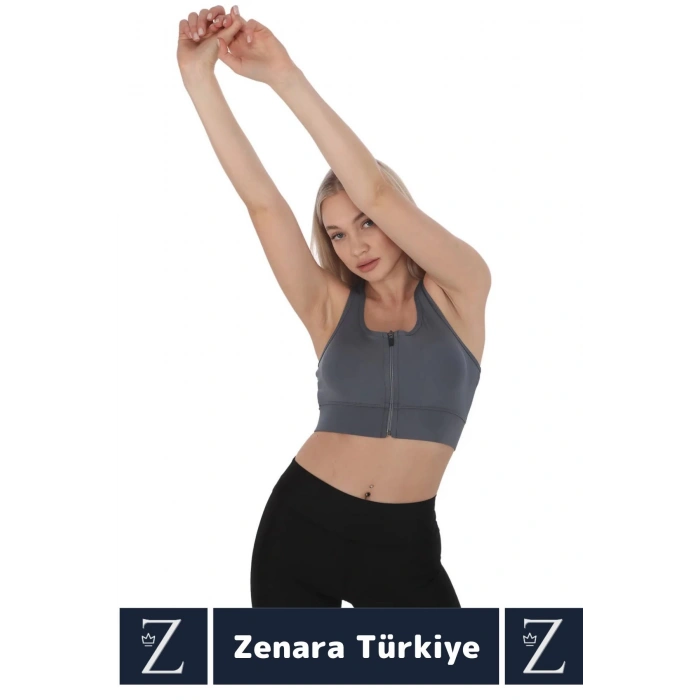 Yüksek Kaliteli Sarkma Önleyen Göğüs Toparlayıcı Spor Gündelik Kullanım Fermuarlı Şık Crop Büstiyer