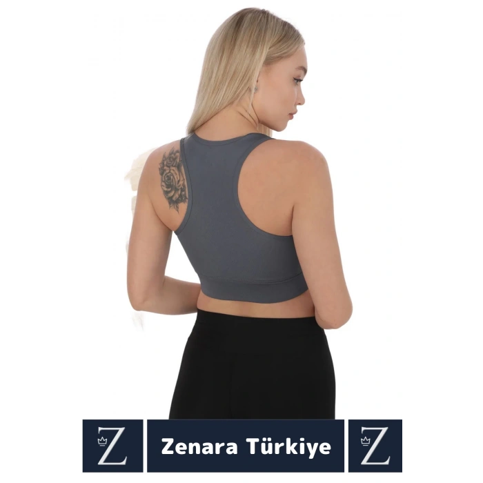 Yüksek Kaliteli Sarkma Önleyen Göğüs Toparlayıcı Spor Gündelik Kullanım Fermuarlı Şık Crop Büstiyer