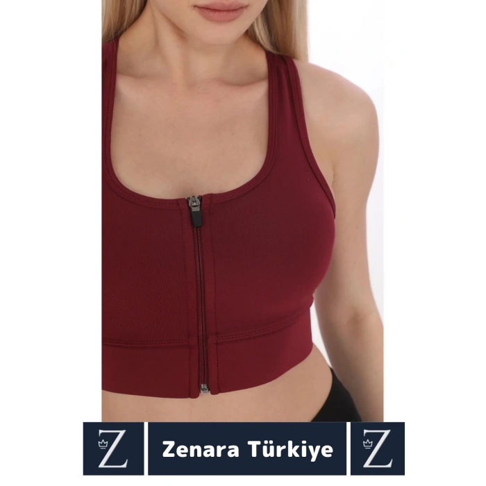 Yüksek Kaliteli Sarkma Önleyen Göğüs Toparlayıcı Spor Gündelik Kullanım Fermuarlı Şık Crop Büstiyer