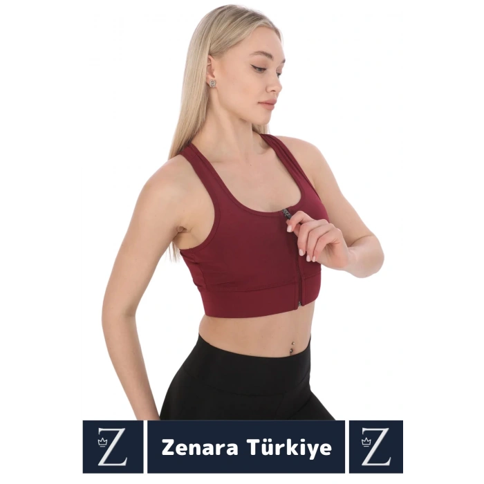 Yüksek Kaliteli Sarkma Önleyen Göğüs Toparlayıcı Spor Gündelik Kullanım Fermuarlı Şık Crop Büstiyer