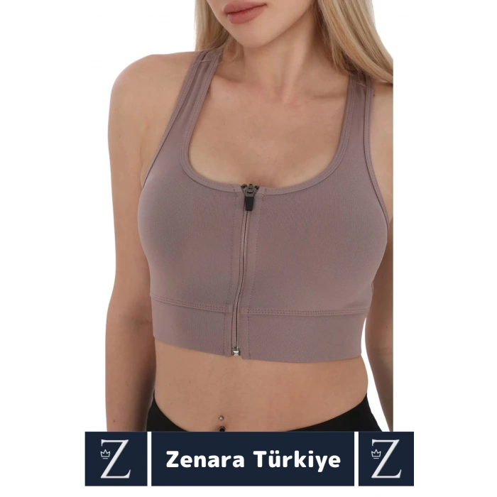 Yüksek Kaliteli Sarkma Önleyen Göğüs Toparlayıcı Spor Gündelik Kullanım Fermuarlı Şık Crop Büstiyer