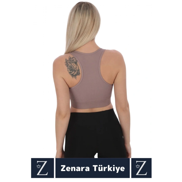 Yüksek Kaliteli Sarkma Önleyen Göğüs Toparlayıcı Spor Gündelik Kullanım Fermuarlı Şık Crop Büstiyer