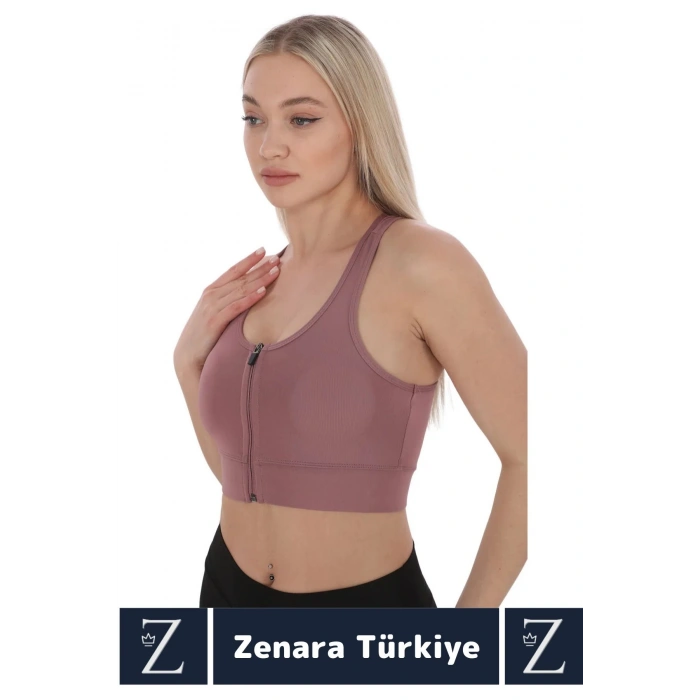 Yüksek Kaliteli Sarkma Önleyen Göğüs Toparlayıcı Spor Gündelik Kullanım Fermuarlı Şık Crop Büstiyer