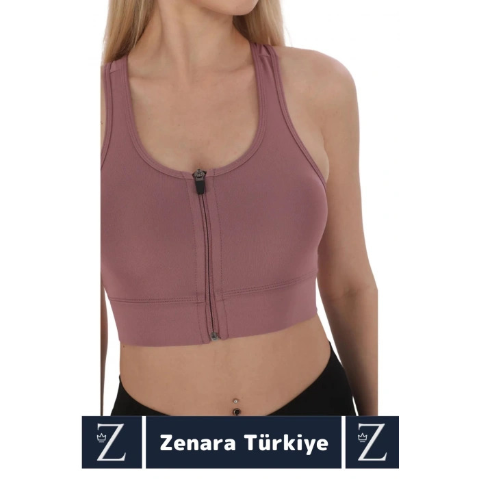Yüksek Kaliteli Sarkma Önleyen Göğüs Toparlayıcı Spor Gündelik Kullanım Fermuarlı Şık Crop Büstiyer