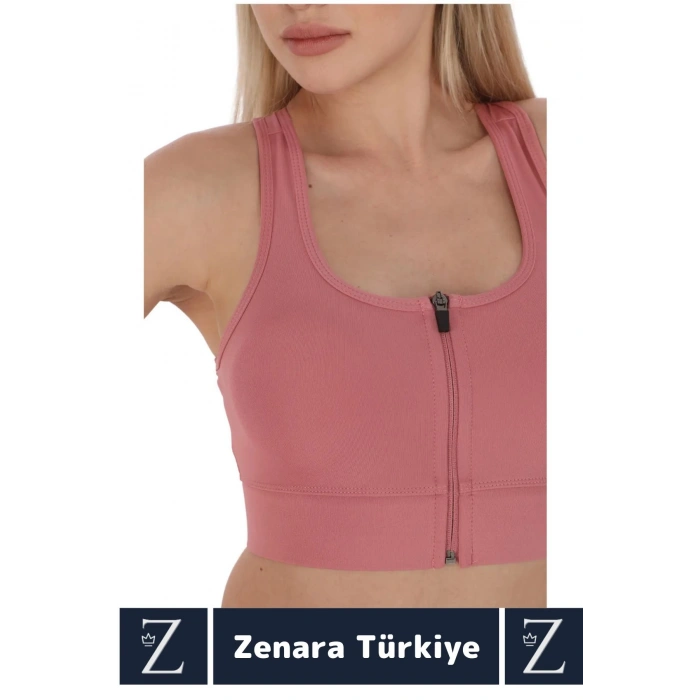 Yüksek Kaliteli Sarkma Önleyen Göğüs Toparlayıcı Spor Gündelik Kullanım Fermuarlı Şık Crop Büstiyer