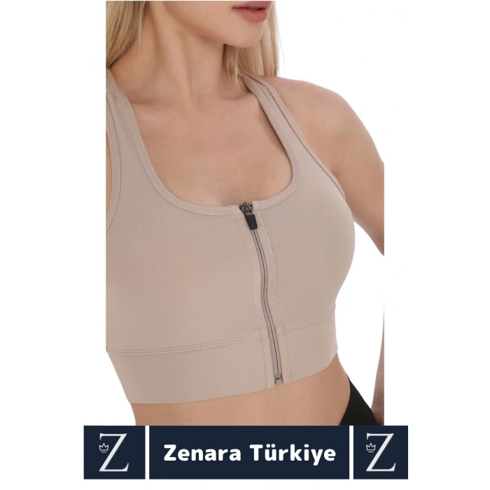 Yüksek Kaliteli Sarkma Önleyen Göğüs Toparlayıcı Spor Gündelik Kullanım Fermuarlı Şık Crop Büstiyer