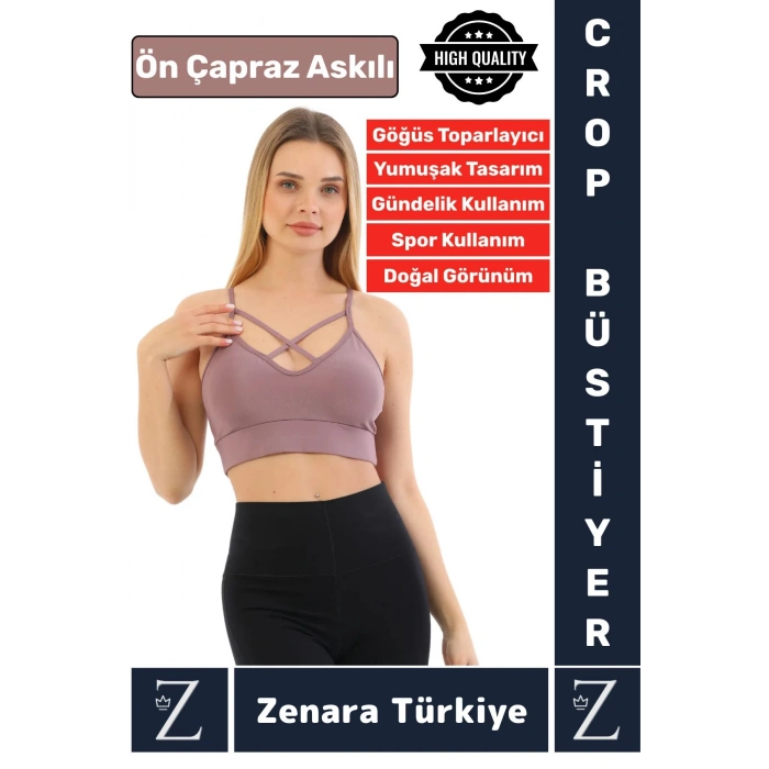 Luxery Göğüs Toparlayan Sarkma Önleyen Spor Gündelik Kullanım Ön Çapraz Askılı Micro Crop Büstiyer