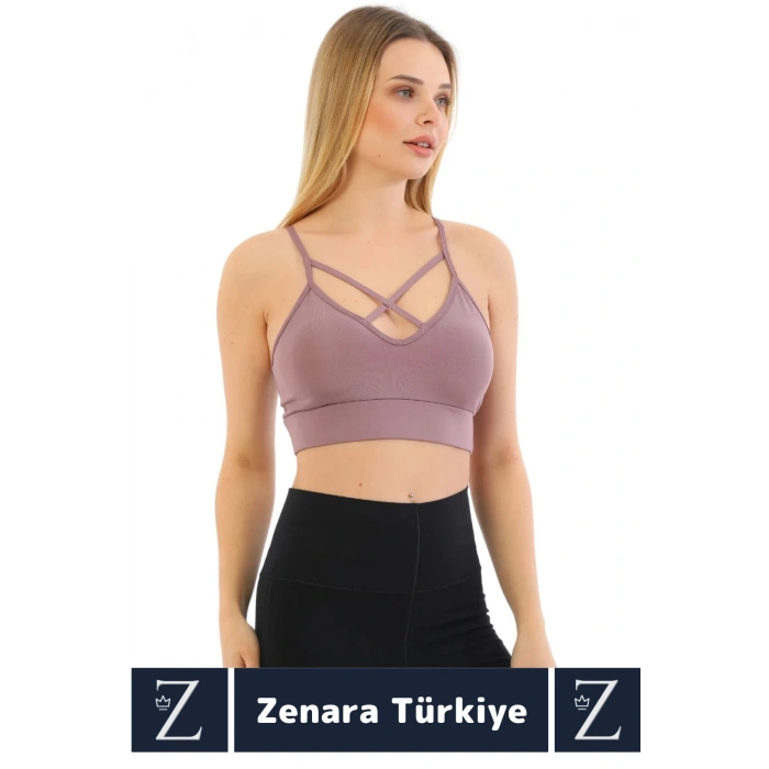 Luxery Göğüs Toparlayan Sarkma Önleyen Spor Gündelik Kullanım Ön Çapraz Askılı Micro Crop Büstiyer