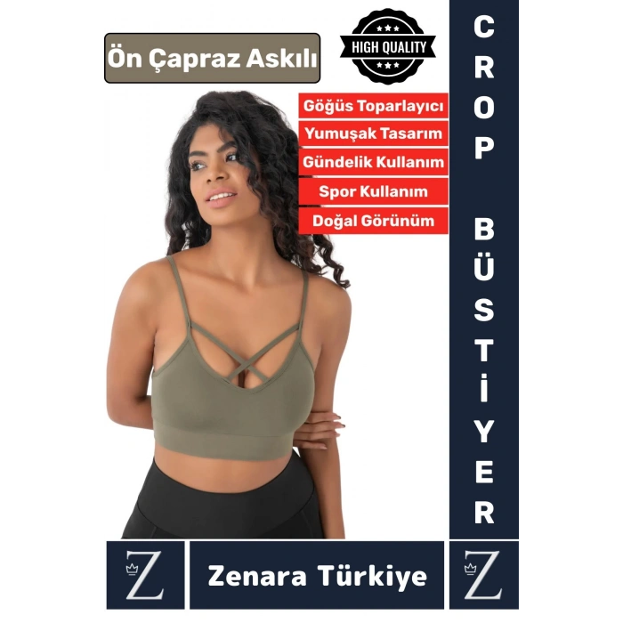 Luxery Göğüs Toparlayan Sarkma Önleyen Spor Gündelik Kullanım Ön Çapraz Askılı Micro Crop Büstiyer