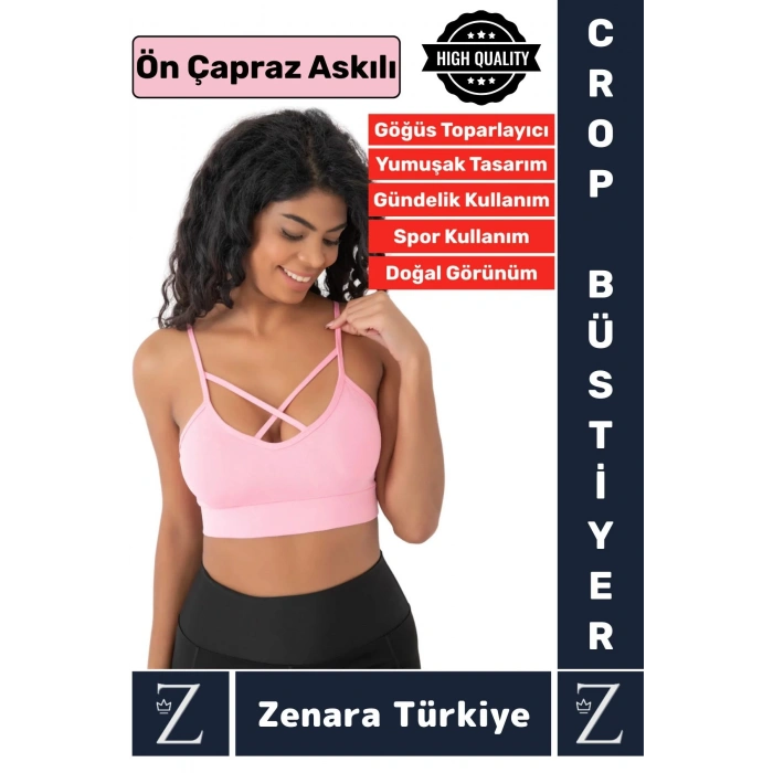 Luxery Göğüs Toparlayan Sarkma Önleyen Spor Gündelik Kullanım Ön Çapraz Askılı Micro Crop Büstiyer