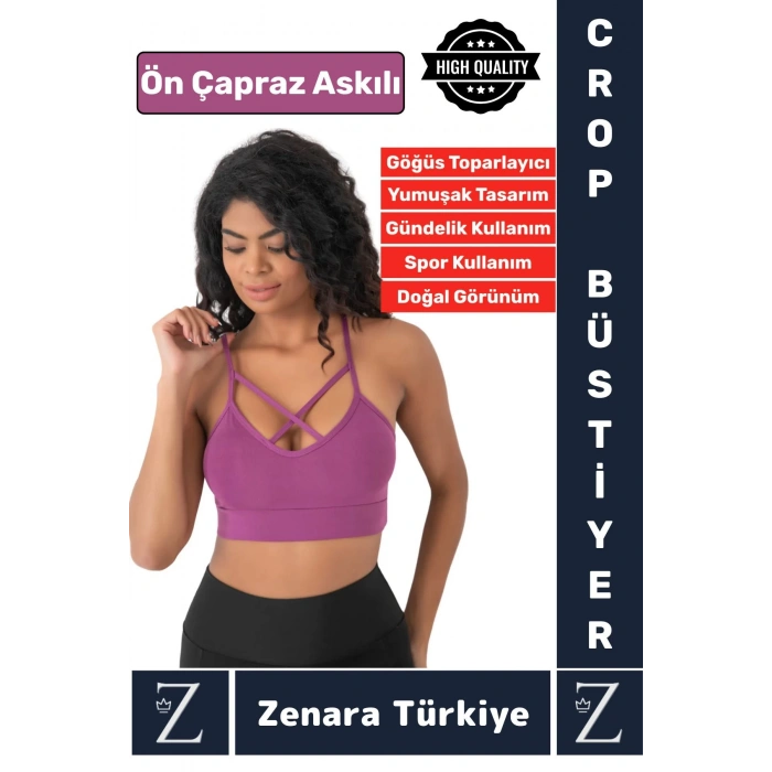 Luxery Göğüs Toparlayan Sarkma Önleyen Spor Gündelik Kullanım Ön Çapraz Askılı Micro Crop Büstiyer